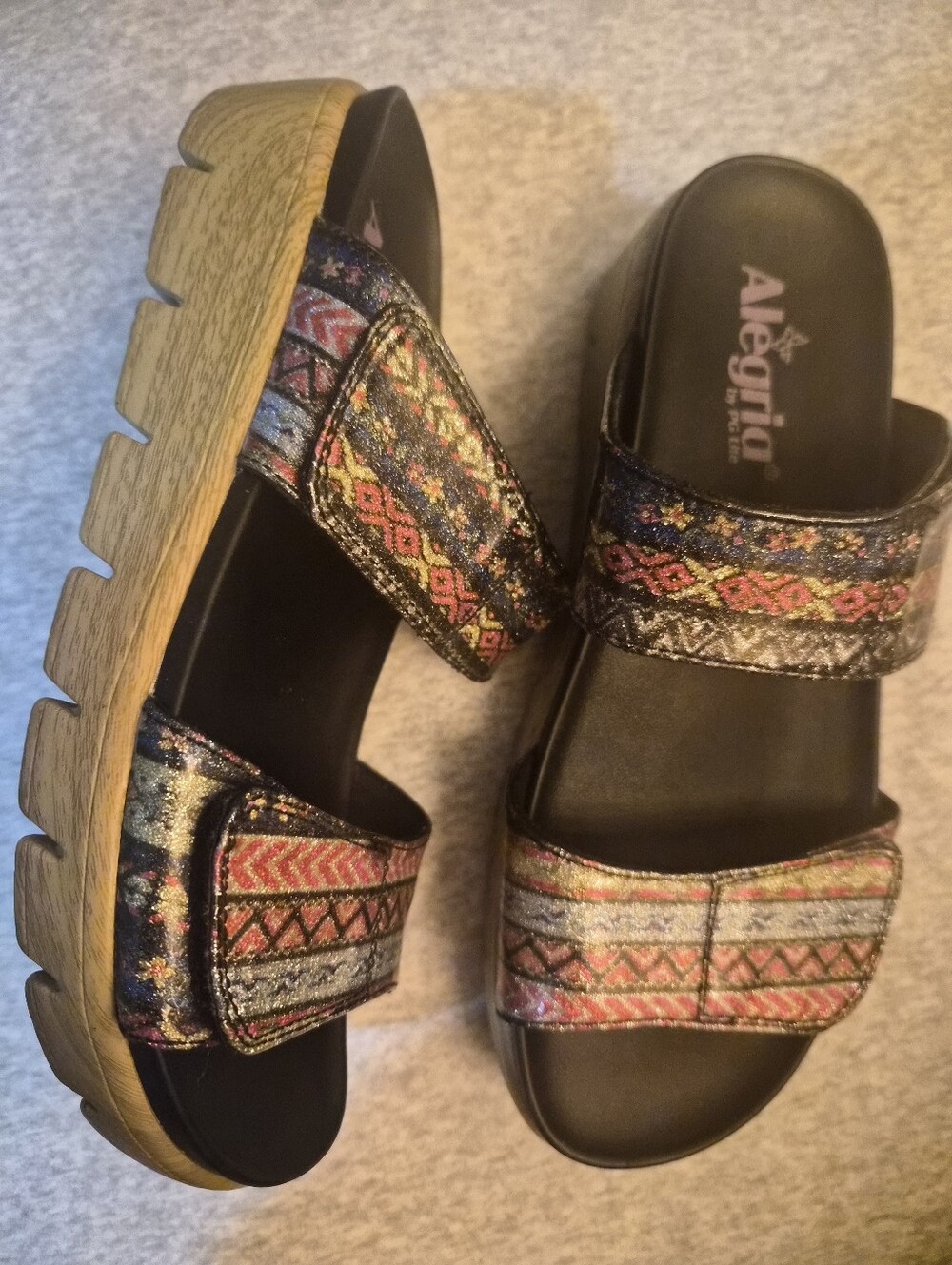Alegria Women's Black Multi-Color Strappy Sandal